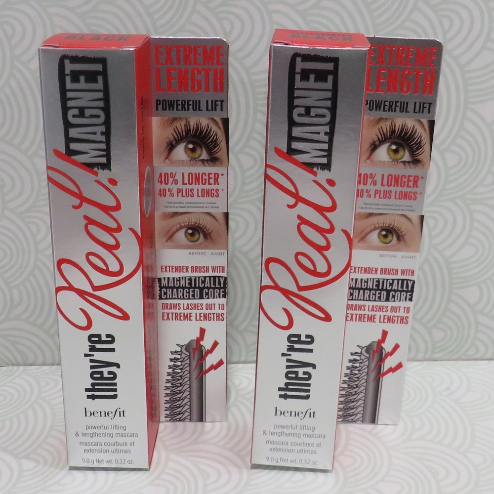 BENEFIT💥THEY'RE REAL MAGNET MASCARA SUPERCHARGED BLACK 0.32 OZ - LOT OF 2💥 - Picture 2 of 6
